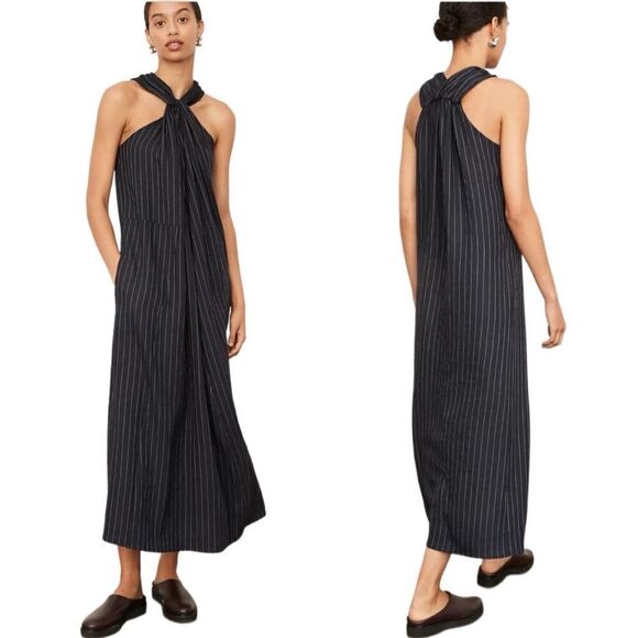 Vince Dresses & Skirts - Vince Twist Front Stripe Midi Halter Dress